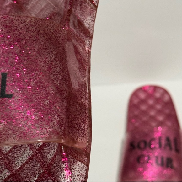 Anti Social Social Club Pink Glitter Slippers - Picture 2 of 3